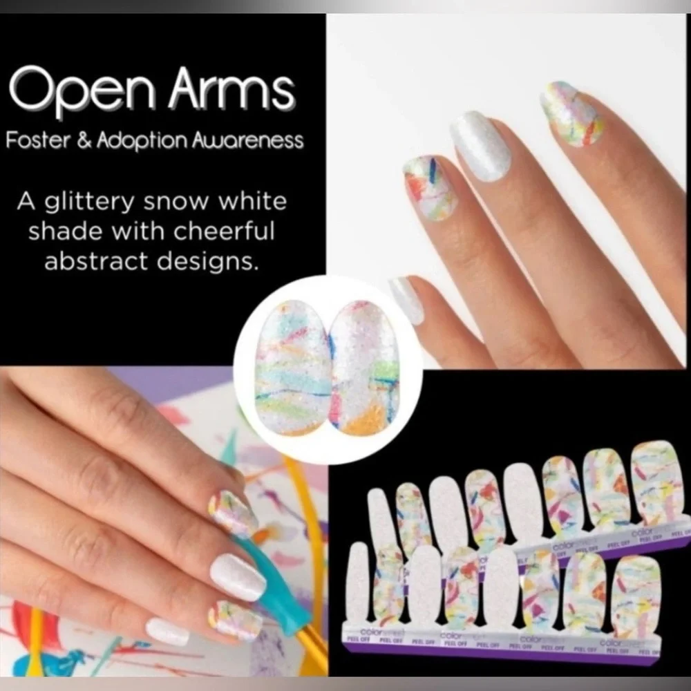 Color Street OPEN ARMS Adoption & Foster Awareness White Shimmer Multicolor - Picture 5 of 7